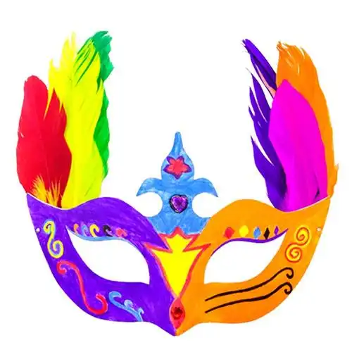 舞会儿童节空白脸谱diy材料包模具涂手绘面具半脸女diy材料马勺