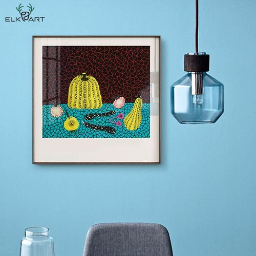 进口纸质画芯草间弥生南瓜室内装饰画客厅玄关卧室艺术挂画网红