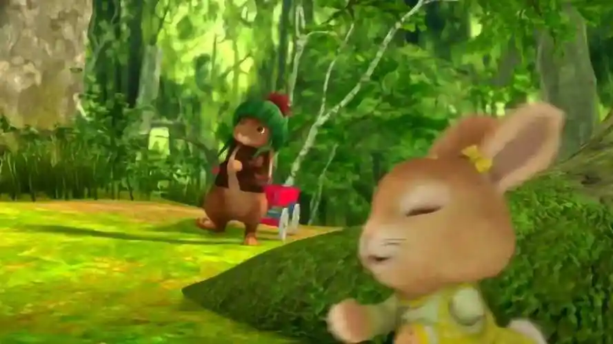 比得兔棉球尾一直缠着本杰明玩躲猫猫可是他要去给比得送小车