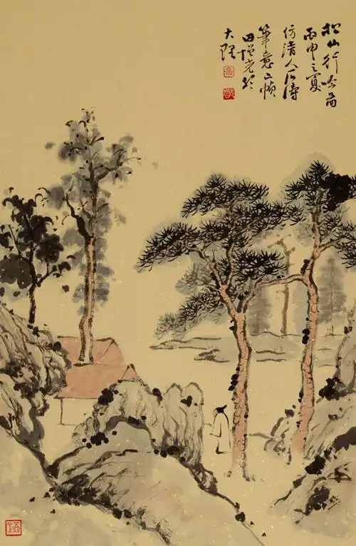 古意山水《石涛笔意》宣纸水墨设色46cm×68cm 2016年