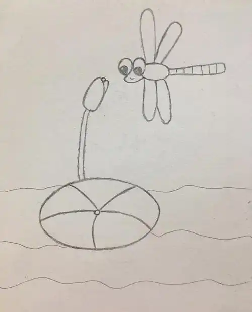 简笔画小荷才露尖尖角早有蜻蜓立上头