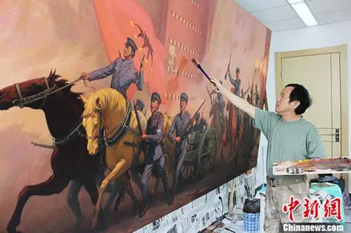 纪念辛亥革命100周年潜心创作的油画大作——《武昌起义》已基本完成