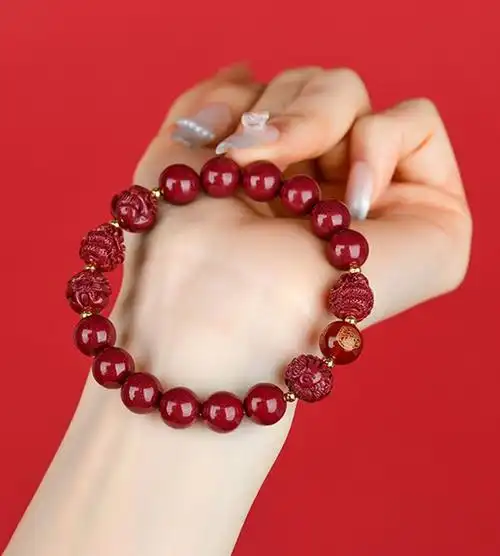 龙年朱事顺利十二生肖朱砂手链转运纳福鸿运安康