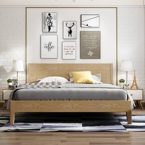 北欧宜家实木双人床