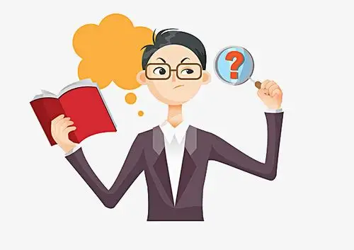 卡通手绘纠结查找问题的男子