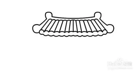 首先画出房子的屋檐部分,四合院的结构,画出瓦片.