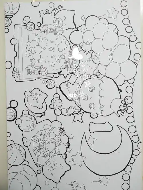 彩色的集体简笔画用8k纸