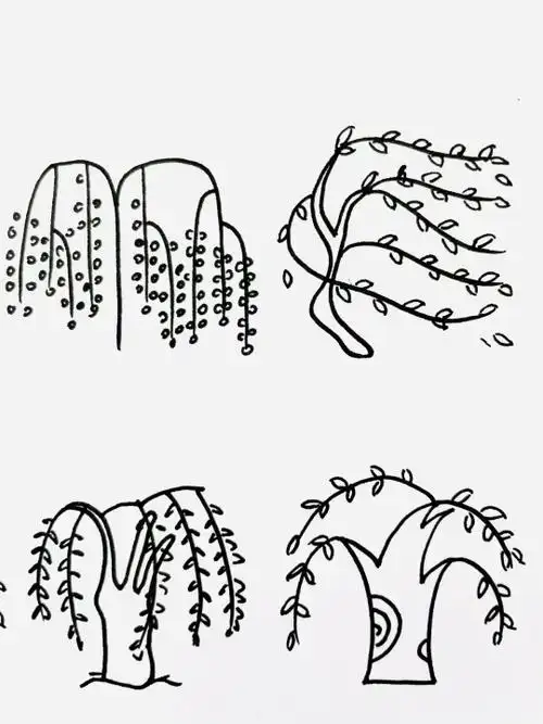 柳树画法图片简笔画