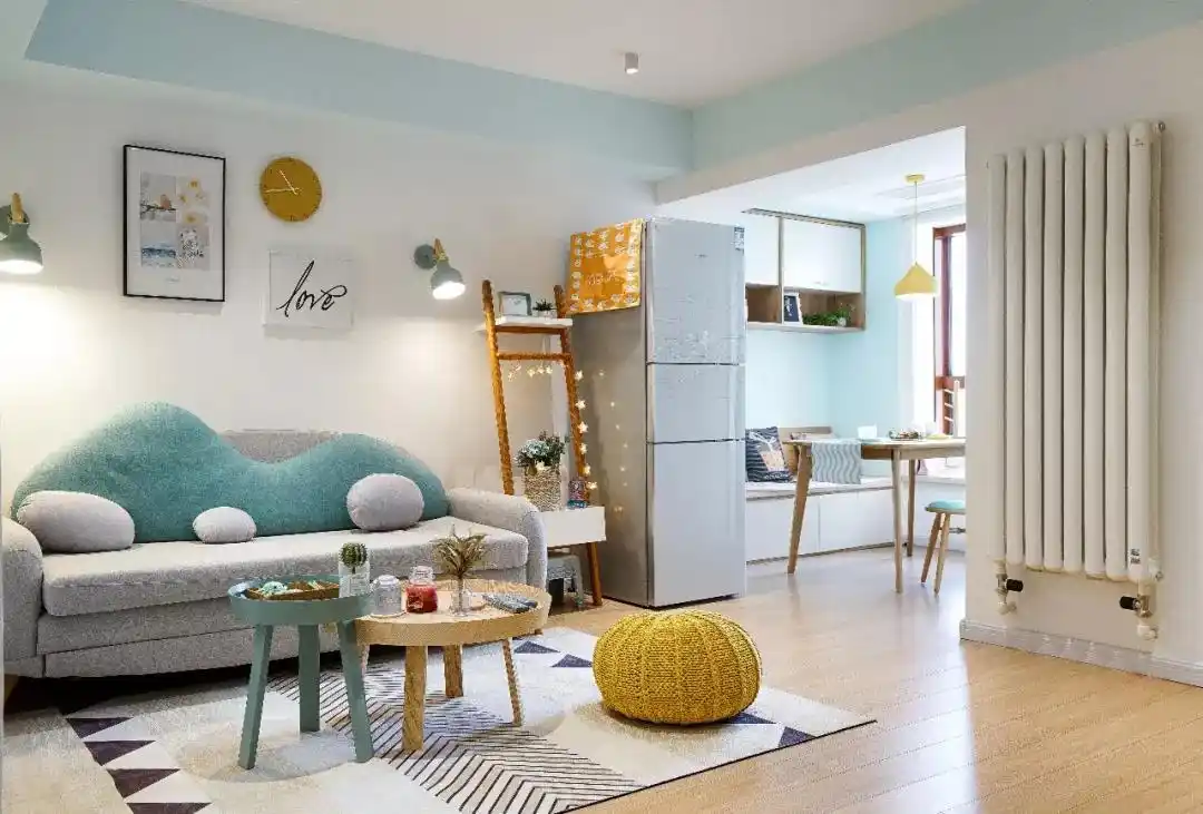 太原30㎡小户型公寓装修,白色 清新蓝让家雅致又温馨