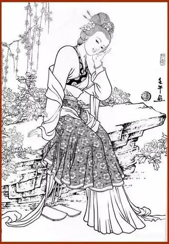 精美白描人物线稿值得收藏