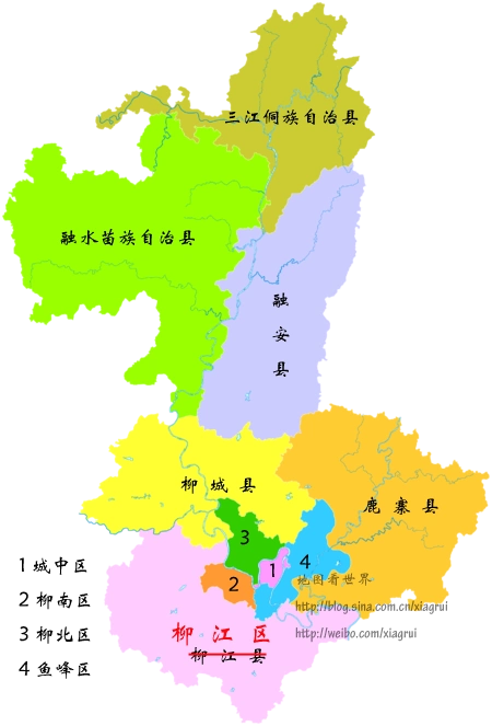 【中国】柳州市行政区划调整:国务院批复柳江撤县设区》 柳州市政区图