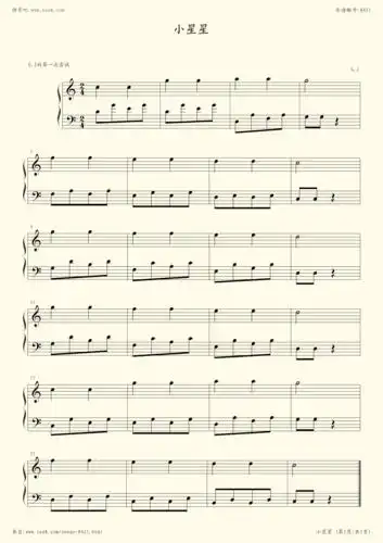 《小星星,钢琴谱》莫扎特|弹吧|钢琴谱|吉他谱|钢琴曲|乐谱|五线谱