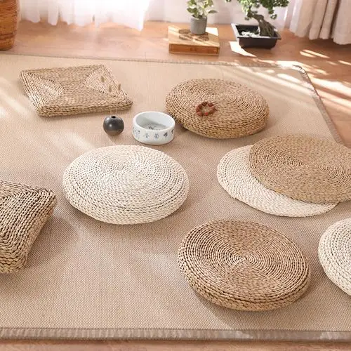 坐垫蒲团圆形草编北欧日式打坐坐禅加厚拜佛蒲团