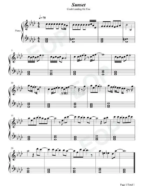 钢琴谱双手简谱双版本sunset韩剧爱的迫降ost