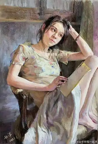 赵洋/ 他从小就喜欢画画,5岁开始就左手拿着画笔自己画着玩,他笔下的