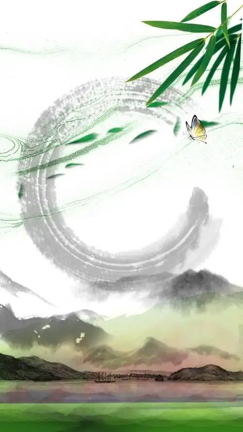 中国画水墨竹子背景psd分层h5背景