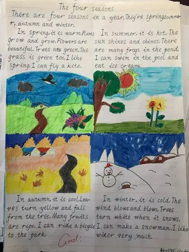 fourseasons三年级英语配图作文