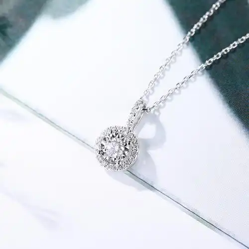 项链莱欧18k白金钻石zahrada花园锁骨吊坠颈饰