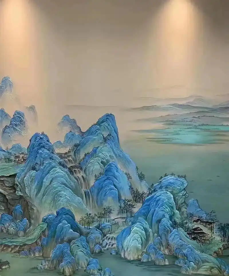 绿水青山,清风明月,自有人间仙岛#德州手绘 #浮雕壁画 # - 抖音