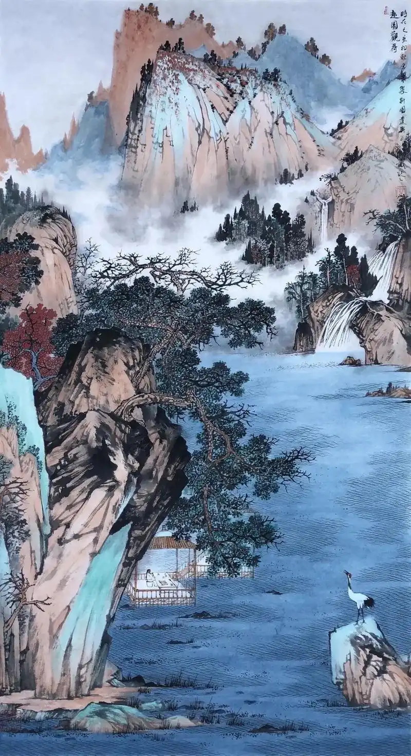 常潇青绿山水画欣赏.#写意山水 #感受国画的意境之美 #山水 - 抖音