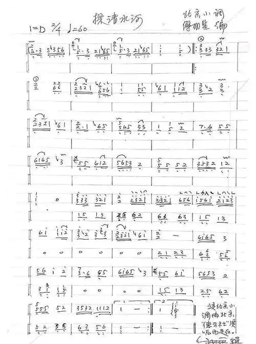 古筝曲谱丨探清水河