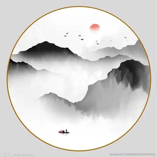 圆形山水画