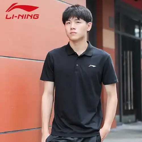 中国李宁polo衫短袖t恤男运动夏季新款棉质舒适衣服宽松休闲上衣