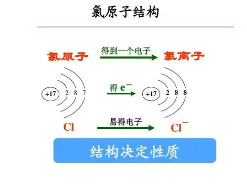 氯原子结构 氯原子  17 2     得到一个电子 氯离子 2     得 e-  17