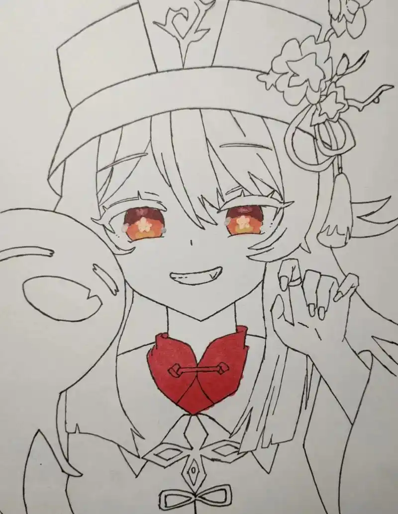 原神 #胡桃 #马克笔手绘 #绘画  - 抖音