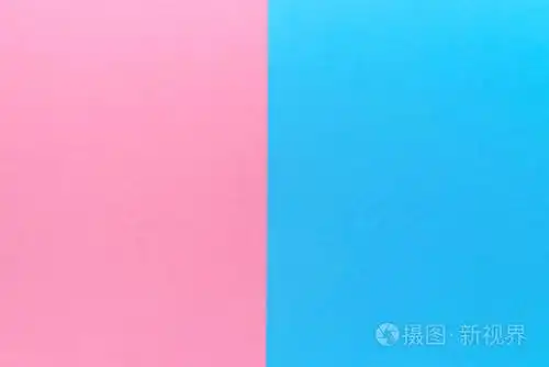 蓝色和粉红色粘贴几何背景复制空间. 时尚纹理重叠最小概念.