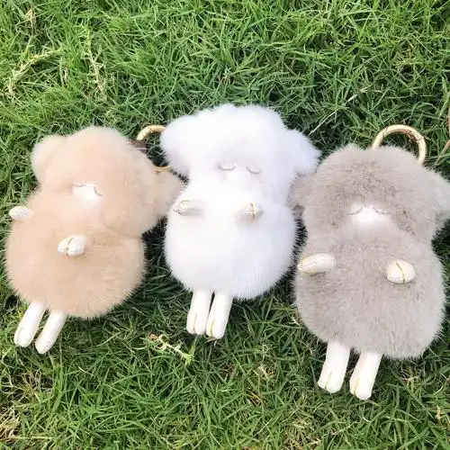 水貂睡美羊玩偶钥匙扣汽车挂饰手机包包挂件毛可爱钥匙扣