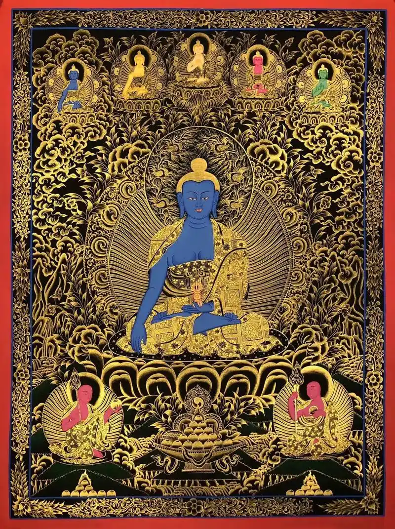 [庆祝]精美 黑金 唐卡【不动佛】画心70*95cm 画工细 - 抖音