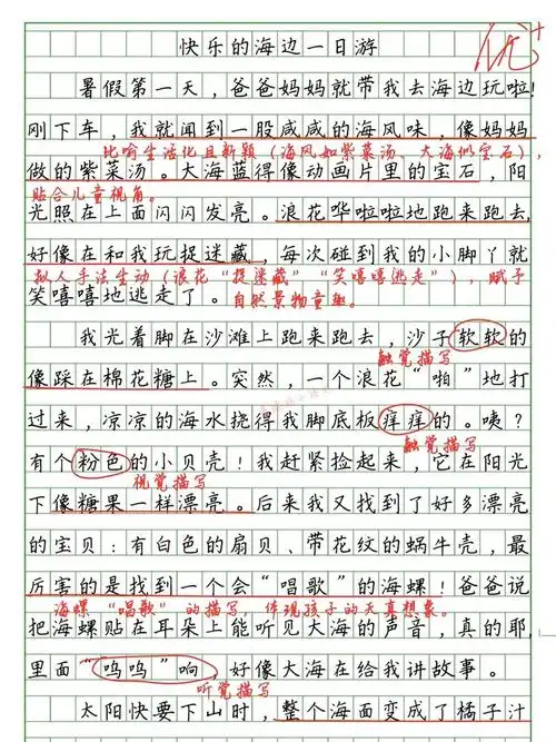 🔥暑假游记作文:《快乐的海边一日游》