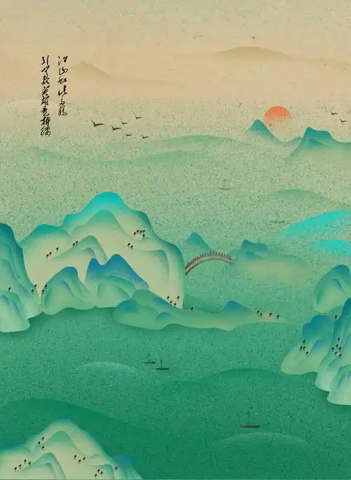 中国风插画,图片来源于花瓣