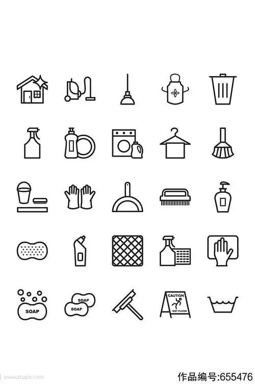 厨房卫生产品用具线型图标