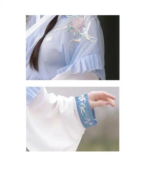 汉服女成人仙气原创汉服女【白鹭】晋制半臂中国风交领齐腰襦裙春夏