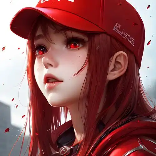 好看的红色鸭舌帽女生头像