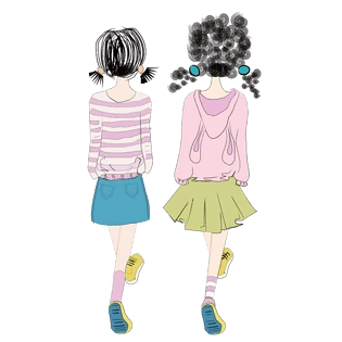 卡通手绘闺蜜姐妹png