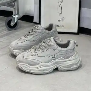 首谷网红爆款灰色老爹鞋女2022春季复古厚底增高小个子百搭休闲鞋