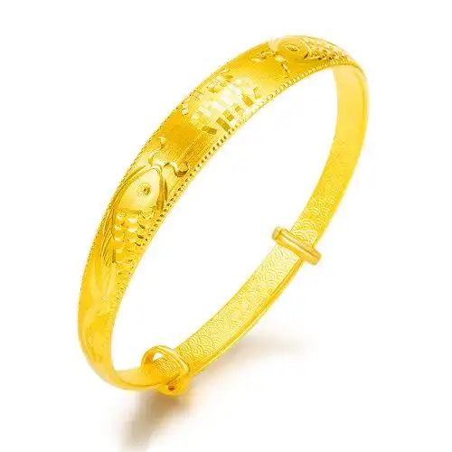 ru jin sui yue/如金岁月黄金手镯女款 3d硬金足金女士手镯子可调节活