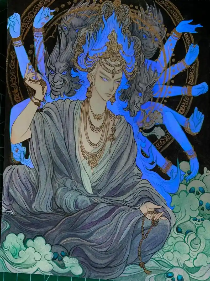 千手阿修罗.#画画 #古风 #oc #原创 #手绘 - 抖音