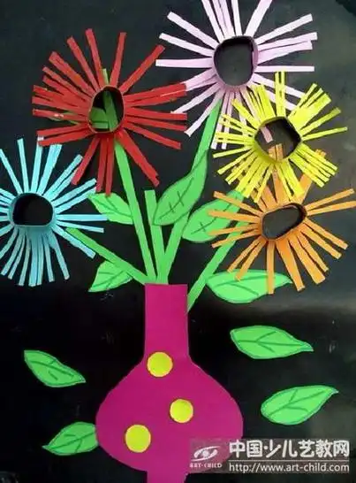 手工剪纸图片大全简单-蒲城教育文学网折纸剪纸手工贴画《花》