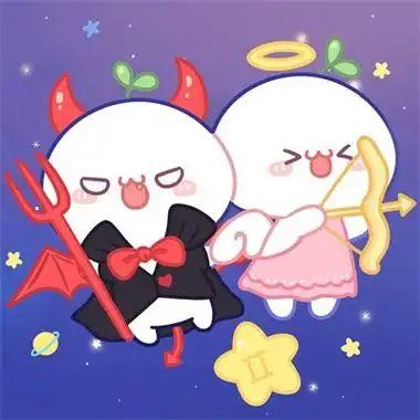 可爱卡通双子座女头 天使恶魔一墙之隔_女生头像_美头网