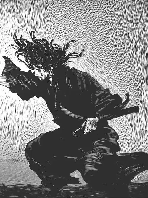 【宫本武藏·浪客行】定制手工雕刻黑白木刻版画