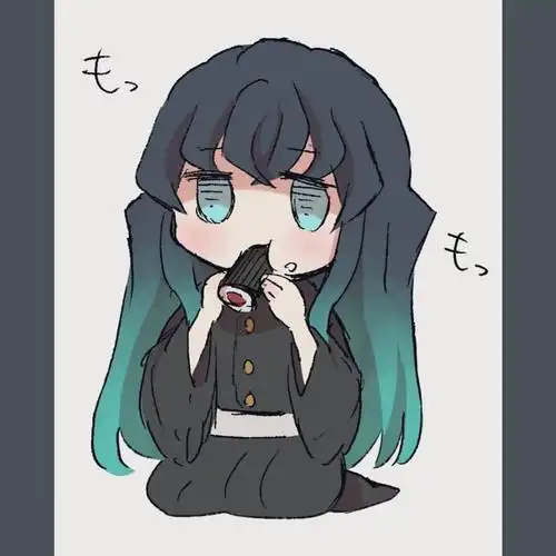 无一郎卡通版造型可爱 霞柱时透无一郎,吃东西时好虔诚.