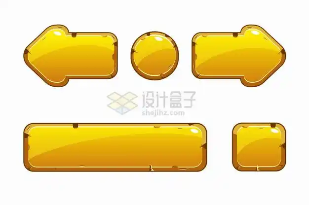 金色水晶按钮游戏方向键png图片素材