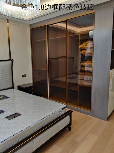 黑色钢化透明玻璃门衣柜推拉门茶色壁柜门定制极窄简移门衣橱滑动