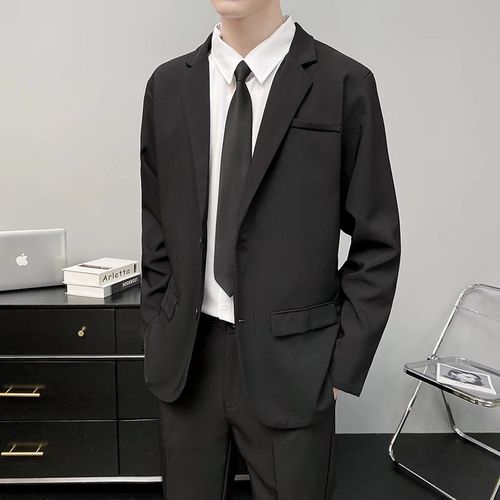 春季黑色西服套装男士商务休闲西装外套搭配西裤职业正装上班面试