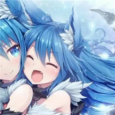 蓝色可爱女生闺蜜头像动漫