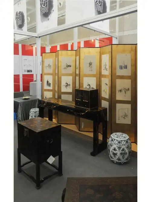 唐式风格金箔银箔屏风